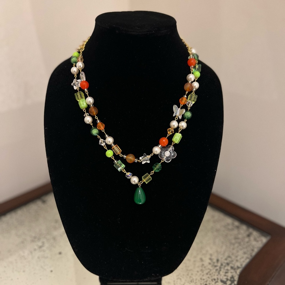 GAMEDAY - Beaded Orange and Green Layered Necklace UMiami